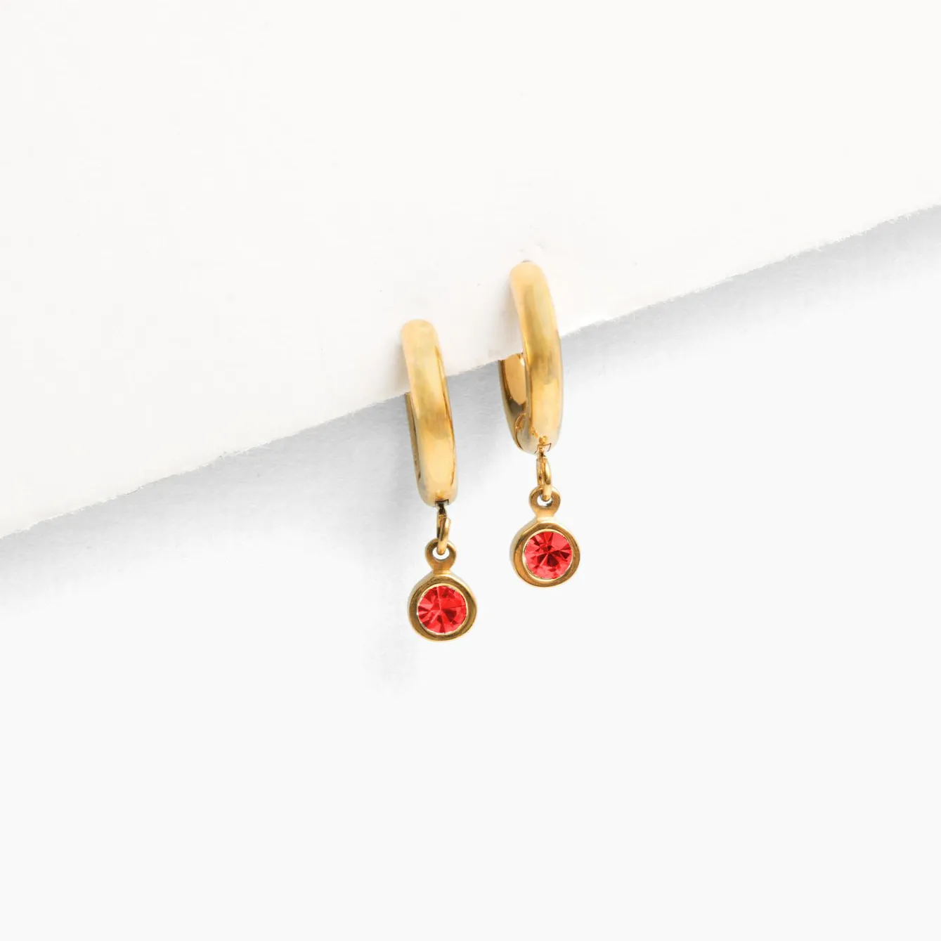 Birthstone Charm Hoop Earrings sold by Tini Lux product image thumbnail 4