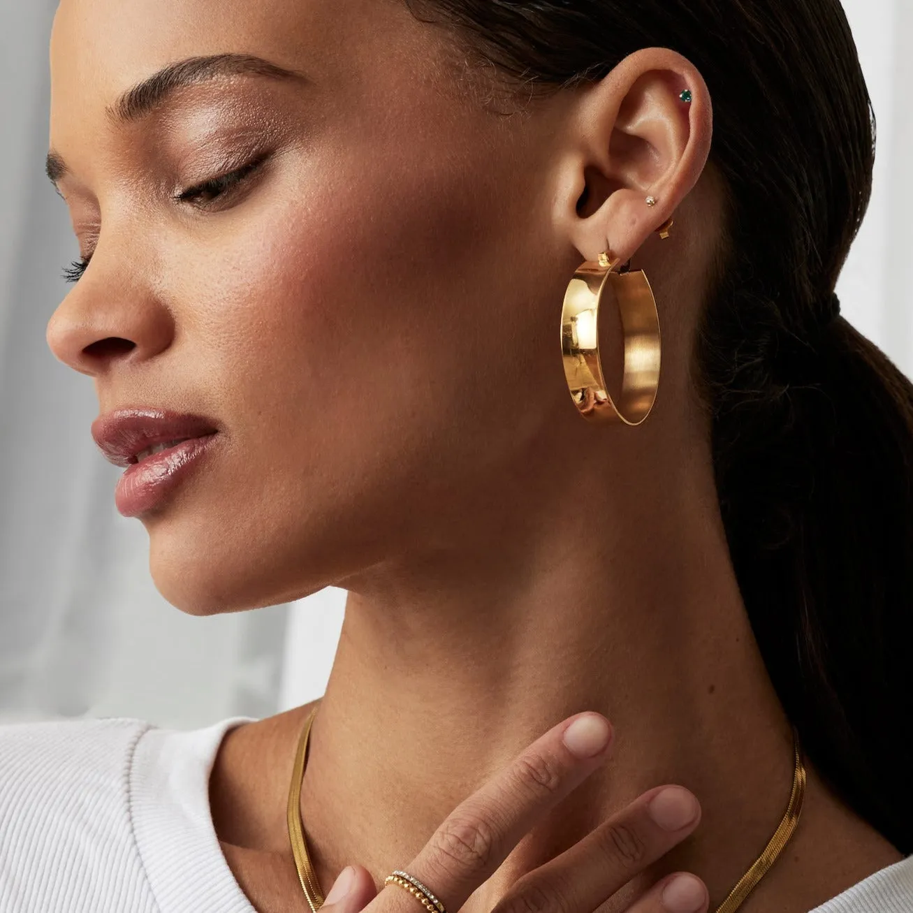 Large Round Trip Hoop Earrings sold by Tini Lux product image thumbnail 4