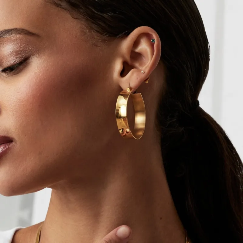 Large Round Trip Hoop Earrings sold by Tini Lux