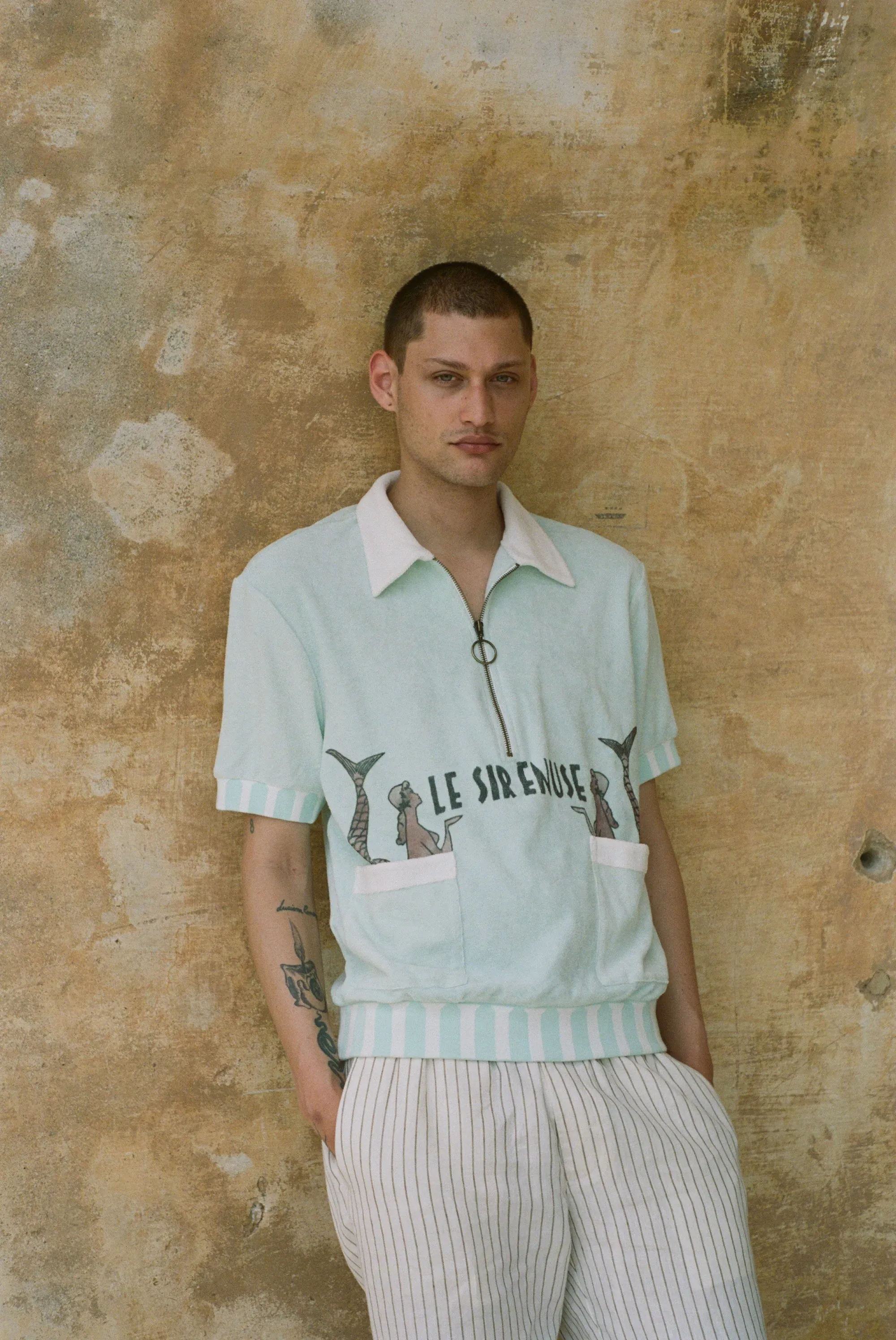 'Le Sirenuse' Half-Zip Cabana (Mint) sold by Tombolo product image thumbnail 3