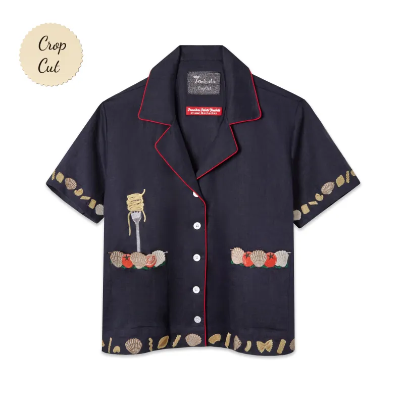 'Vongole!' Cabana ~ Crop Cut (Navy) sold by Tombolo