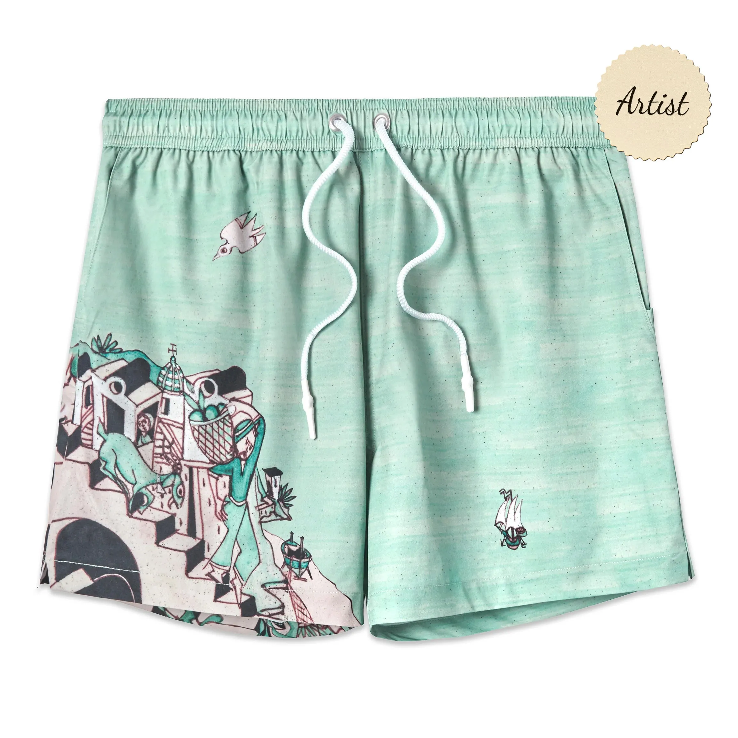 ‘Le Sirenuse’ Swim Trunks by Lucio Liguori sold by Tombolo