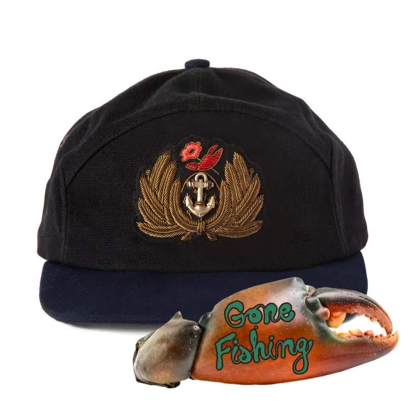 'Claws N' Roses' 7-Panel Souvenir Cap (Black / Navy) sold by Tombolo