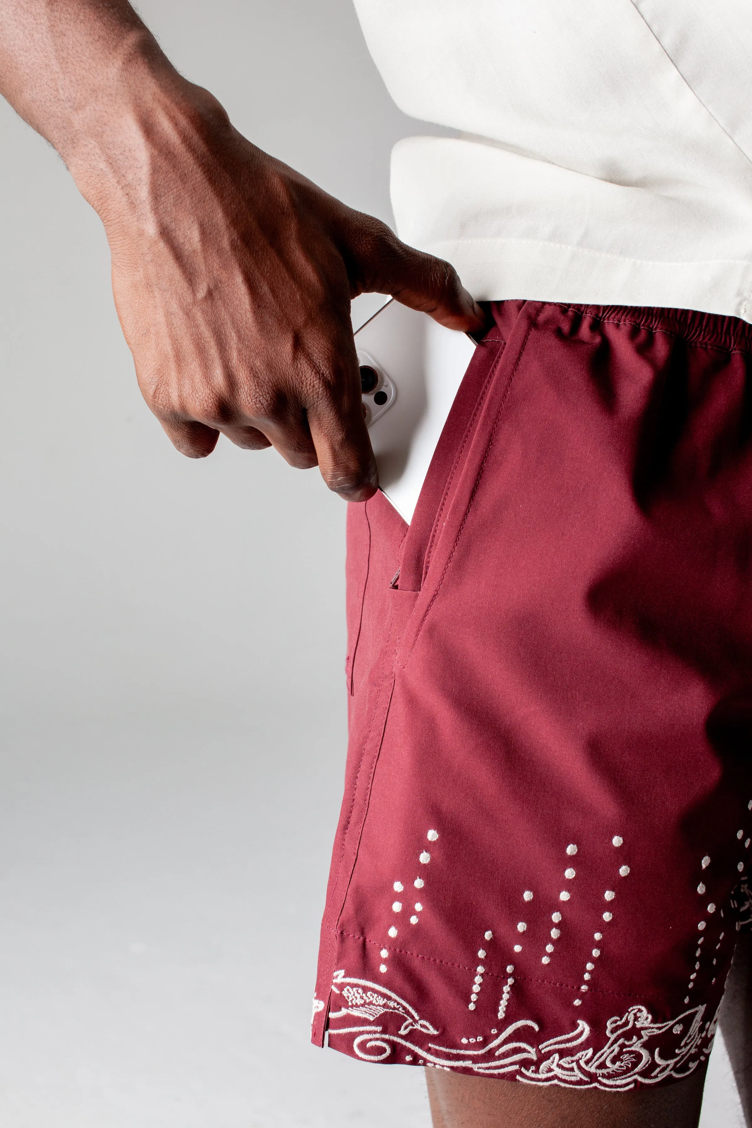'Fruits De Mer' Swim Trunks (Burgundy) sold by Tombolo product image thumbnail 2