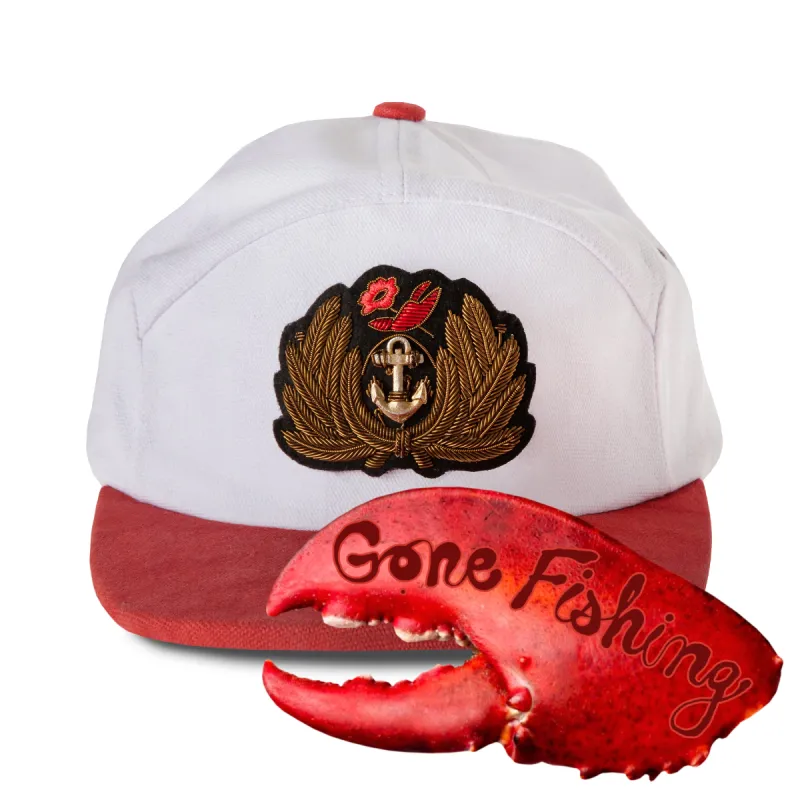 'Claws N' Roses' 7-Panel Souvenir Cap (White / Red) sold by Tombolo