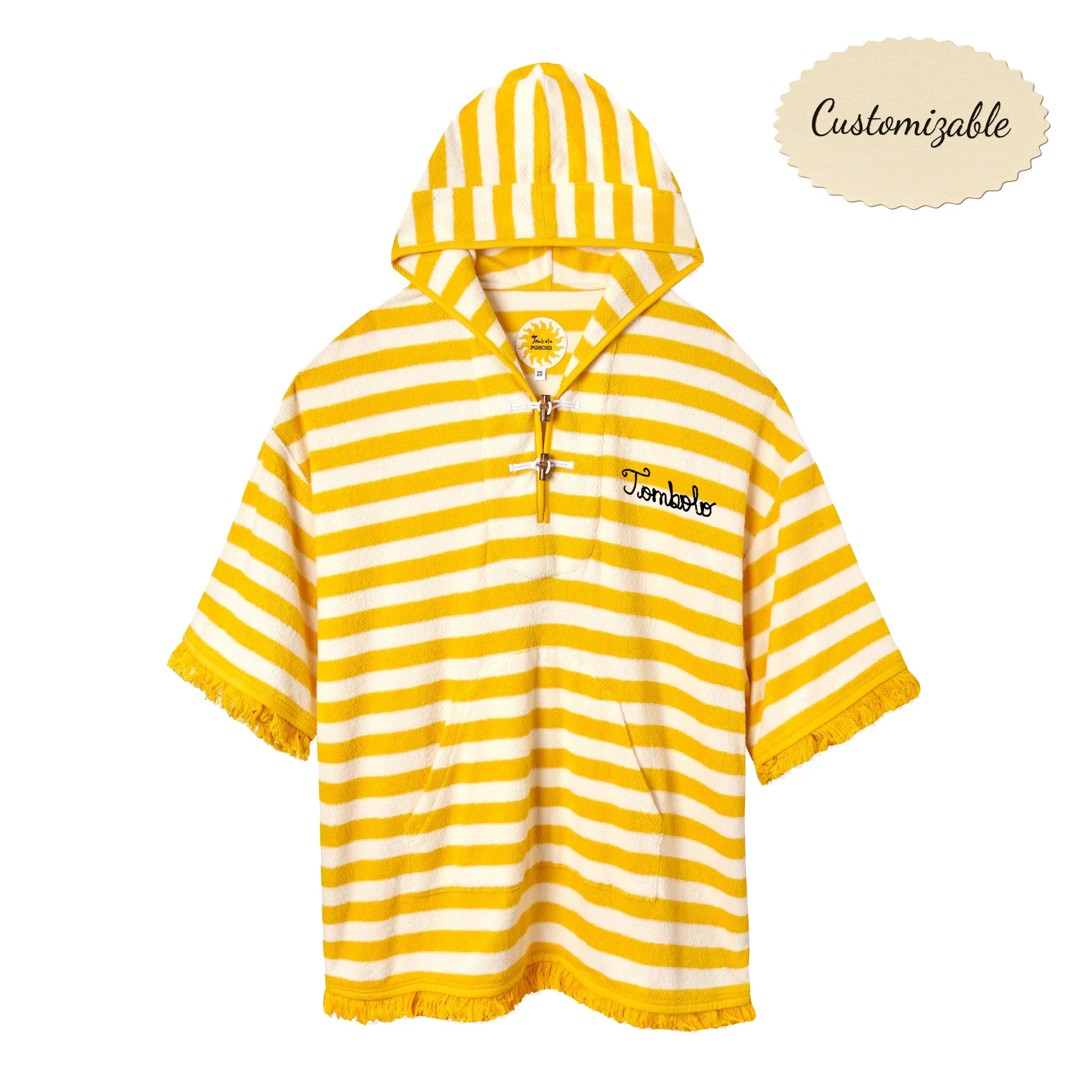 Customizable 'Saffron Stripe' Beach Towel Top sold by Tombolo