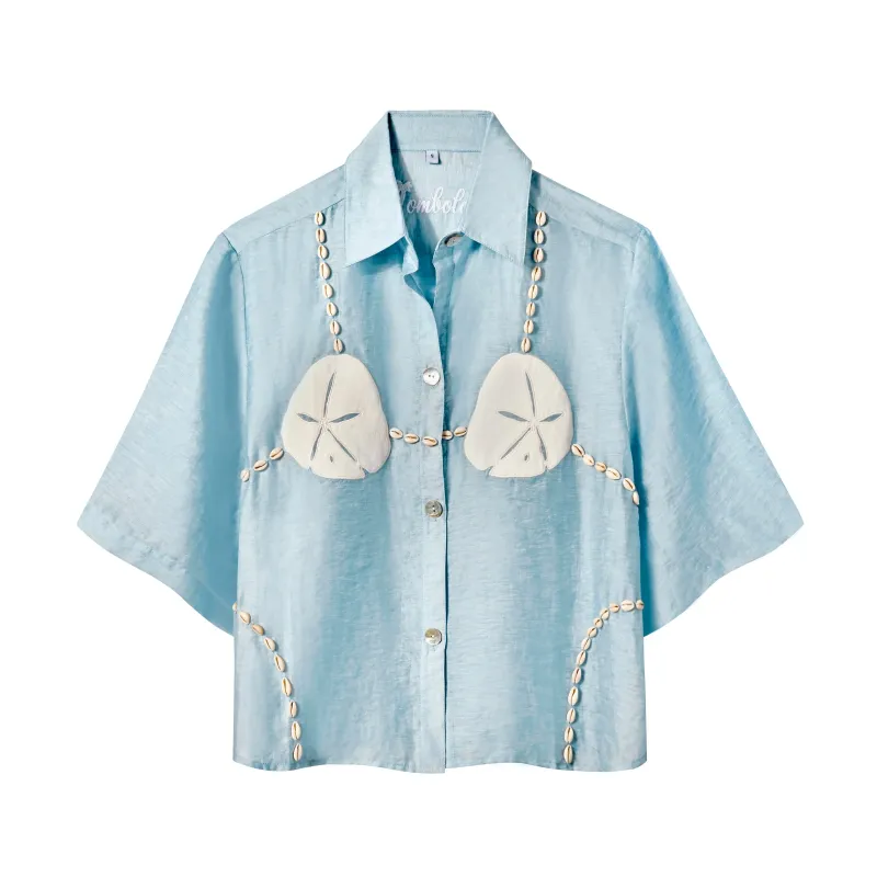 'Sand Dollar Stimulus' ~ Relaxed Crop Cut (Blue) sold by Tombolo