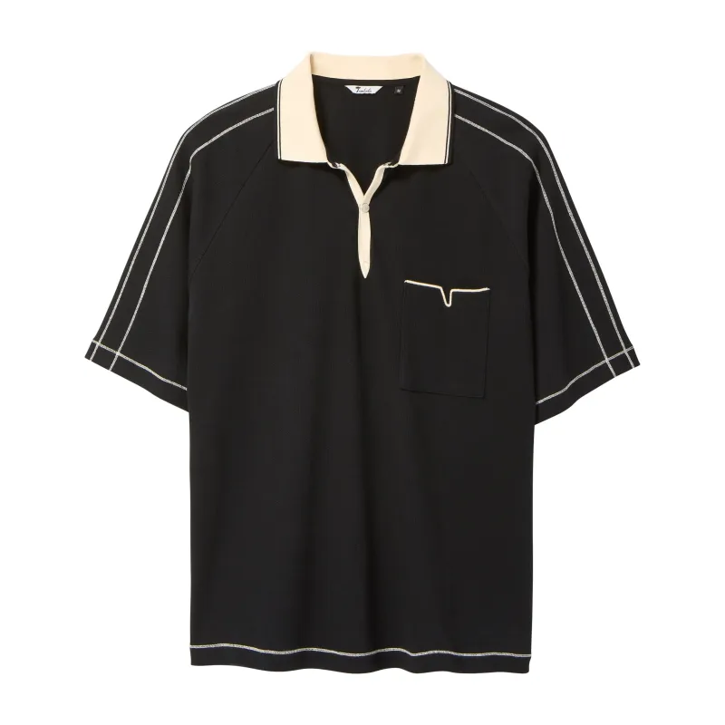 Raglan Mesh Polo (Black) made by Tombolo