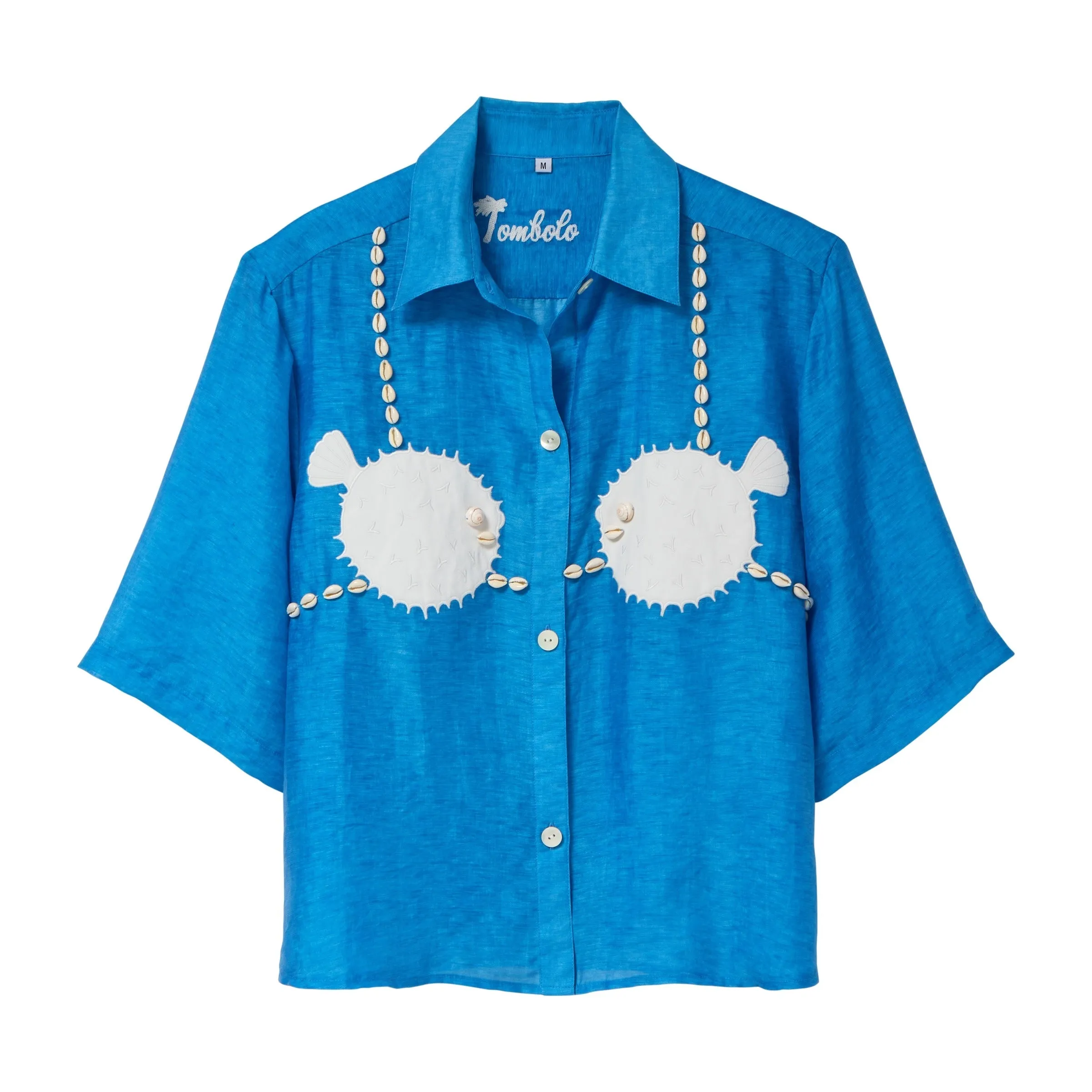 ‘Puff-Up Bra’ ~ Relaxed Crop Cut (Blue) sold by Tombolo