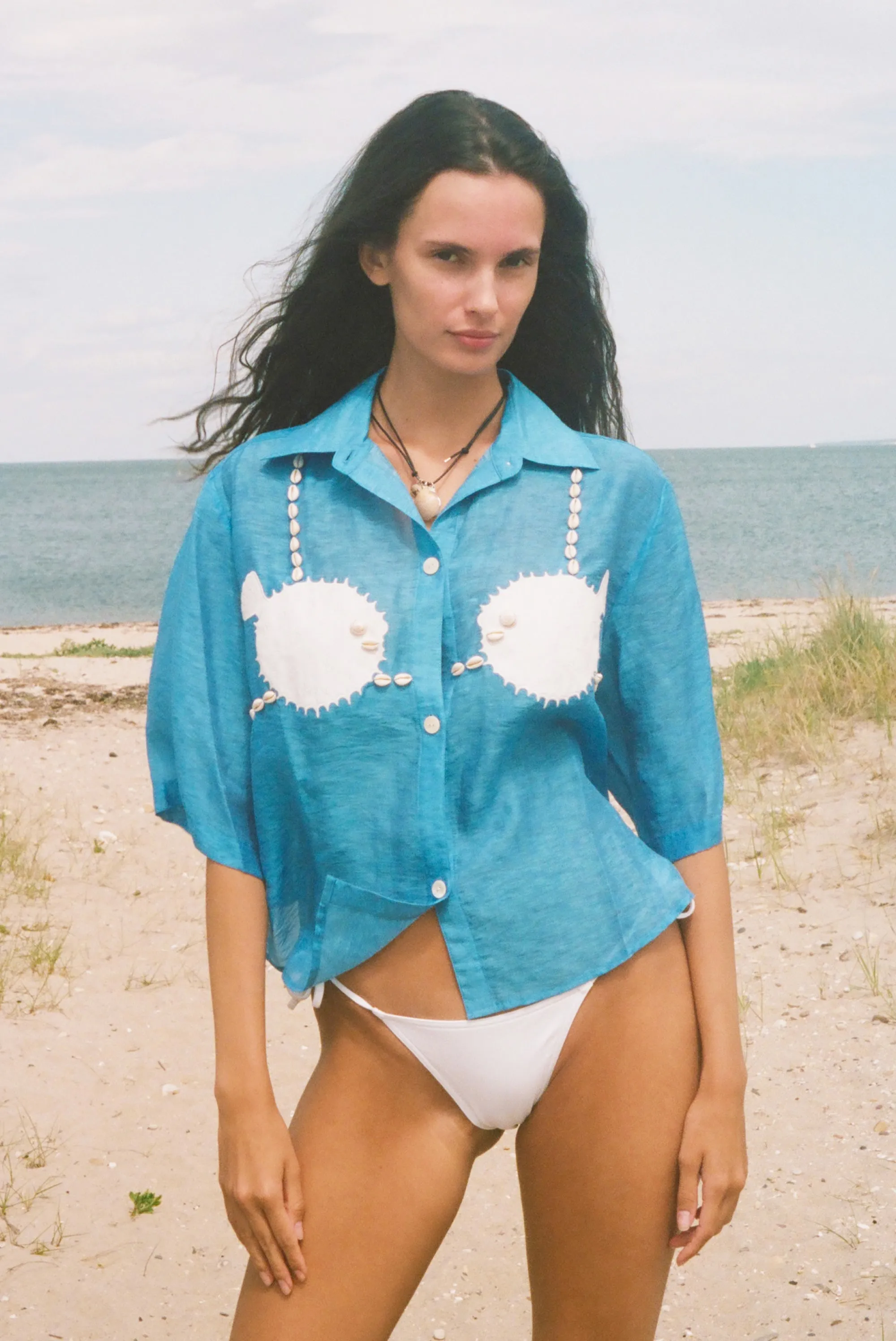 ‘Puff-Up Bra’ ~ Relaxed Crop Cut (Blue) sold by Tombolo product image thumbnail 2