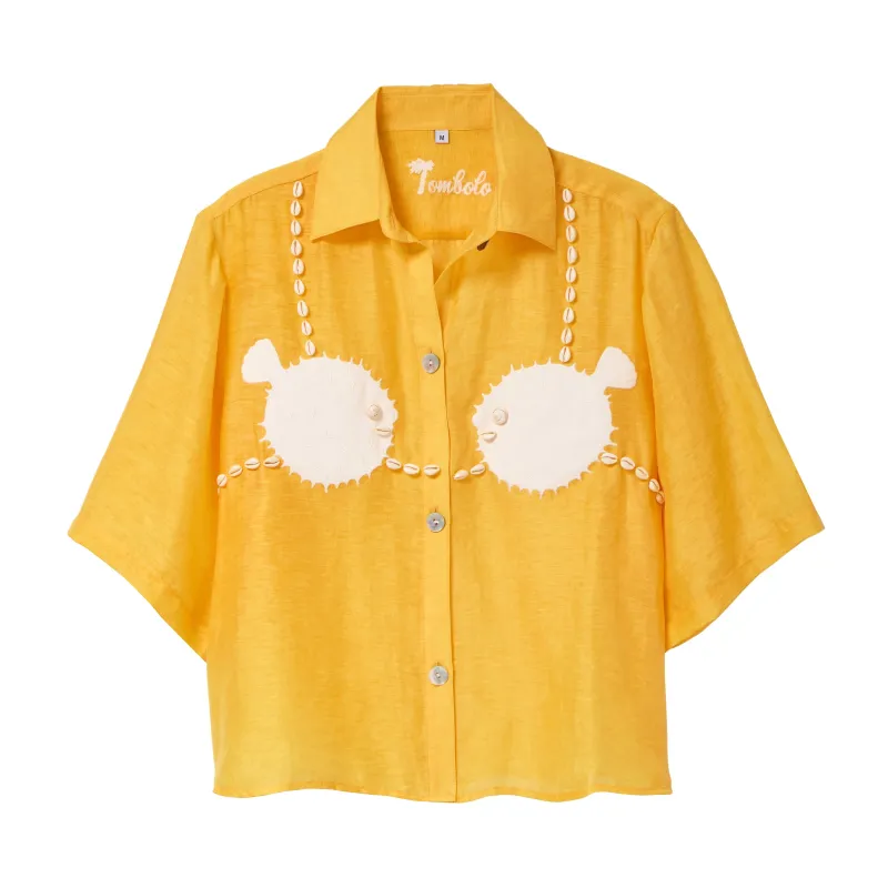 ‘Puff-Up Bra’ ~ Relaxed Crop Cut (Yellow) made by Tombolo