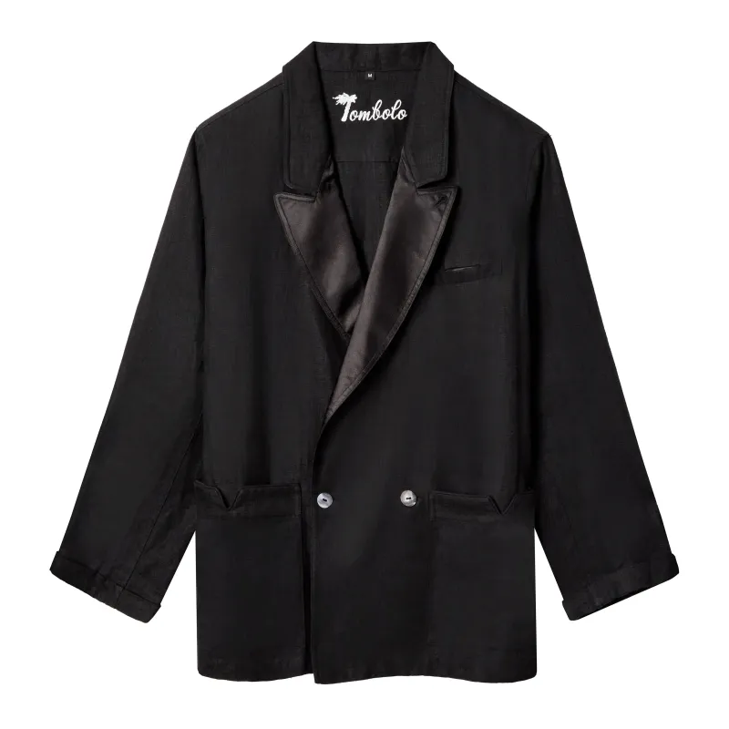 Easy-Going Tuxedo Jacket (Black Linen) (Archive) made by Tombolo