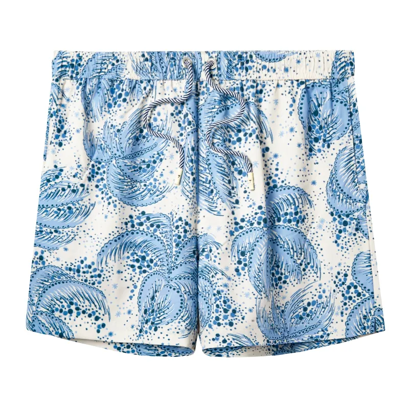 Palm Fronds Swim Trunks (Blue) (Archive) made by Tombolo