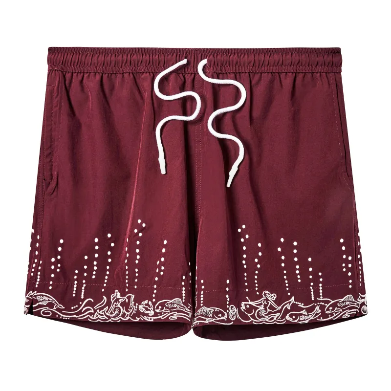 'Fruits De Mer' Swim Trunks (Burgundy) (Archive) made by Tombolo