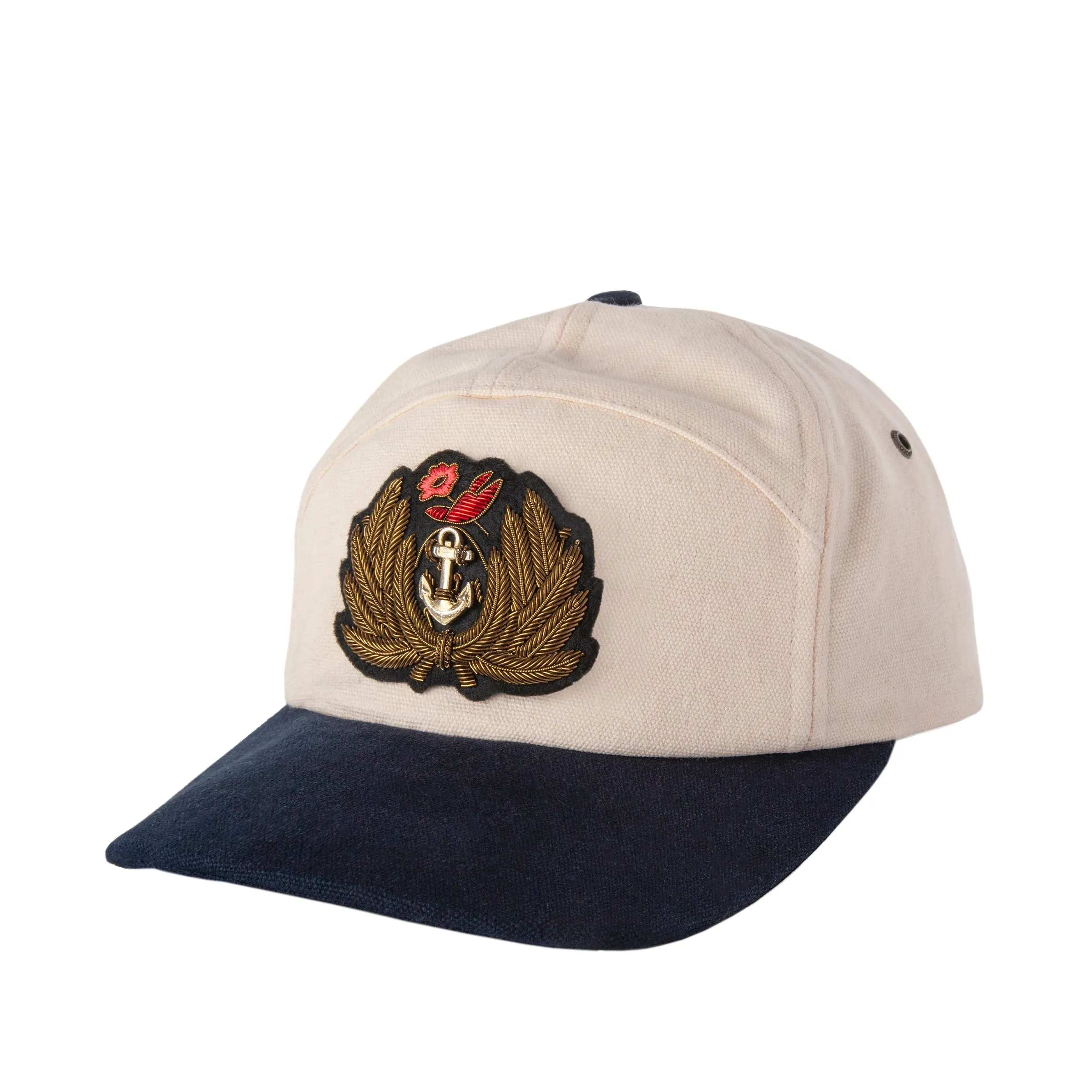 'Claws N' Roses' 7-Panel Souvenir Cap (Tan / Navy) sold by Tombolo product image thumbnail 3