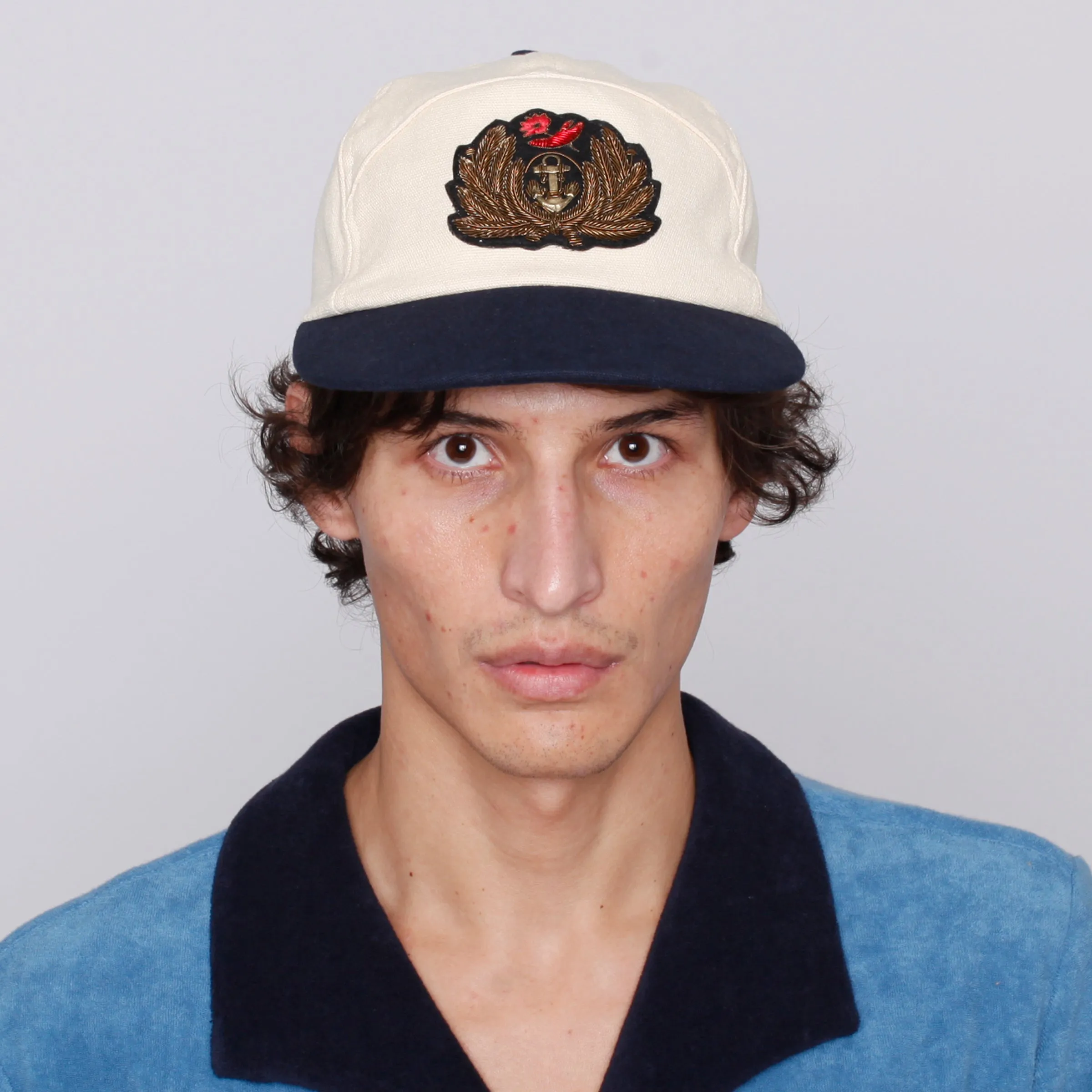 'Claws N' Roses' 7-Panel Souvenir Cap (Tan / Navy) sold by Tombolo product image thumbnail 2