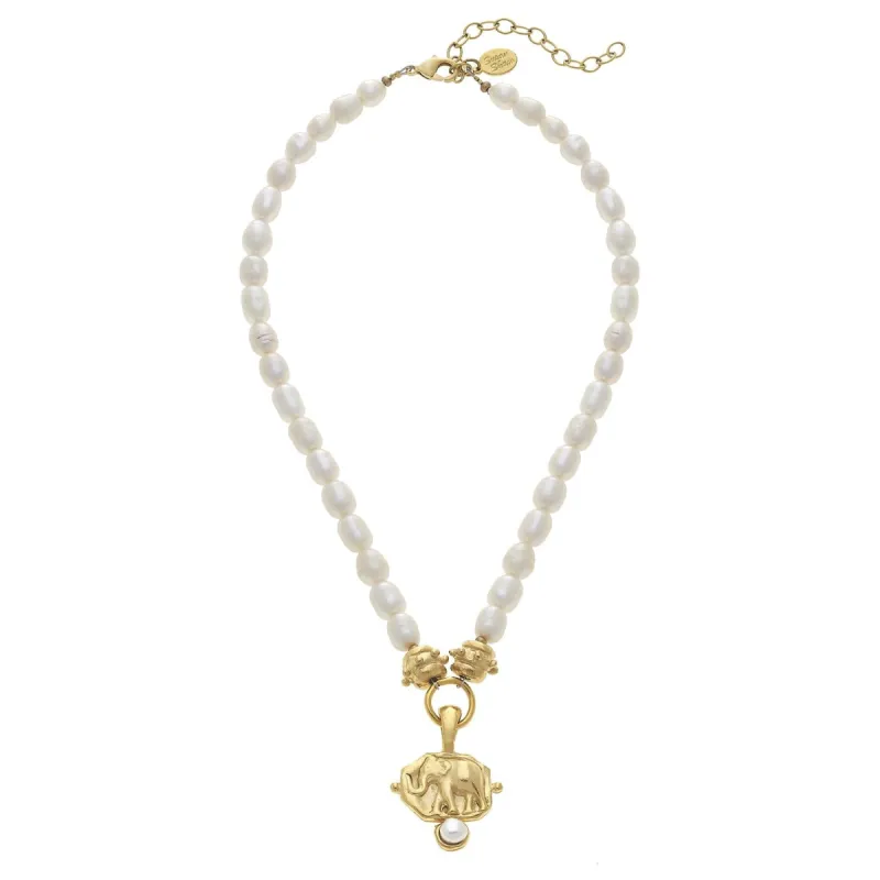 Elephant Intaglio Pearl Necklace sold by Susan Shaw