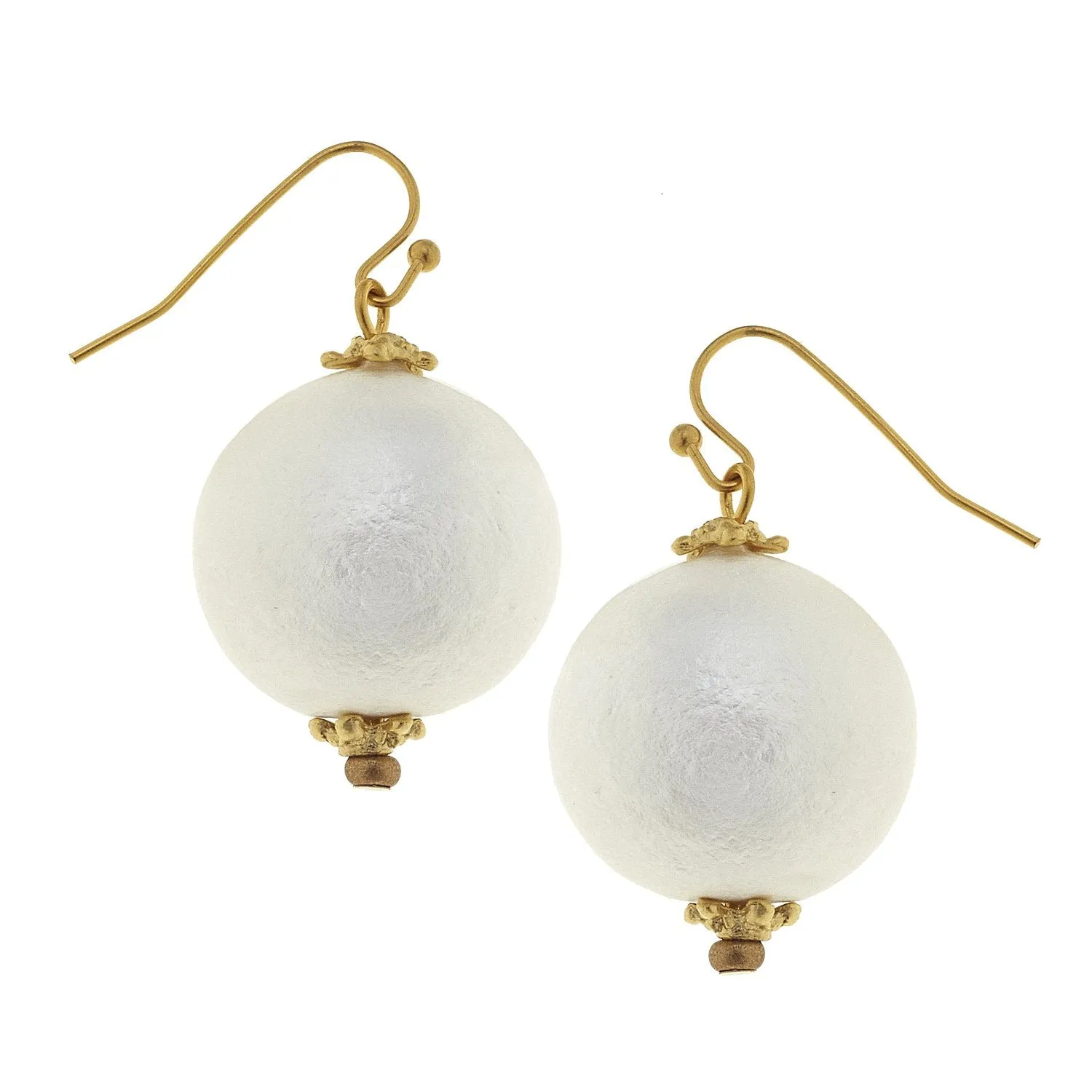 Cotton Pearl Drop Earrings sold by Susan Shaw
