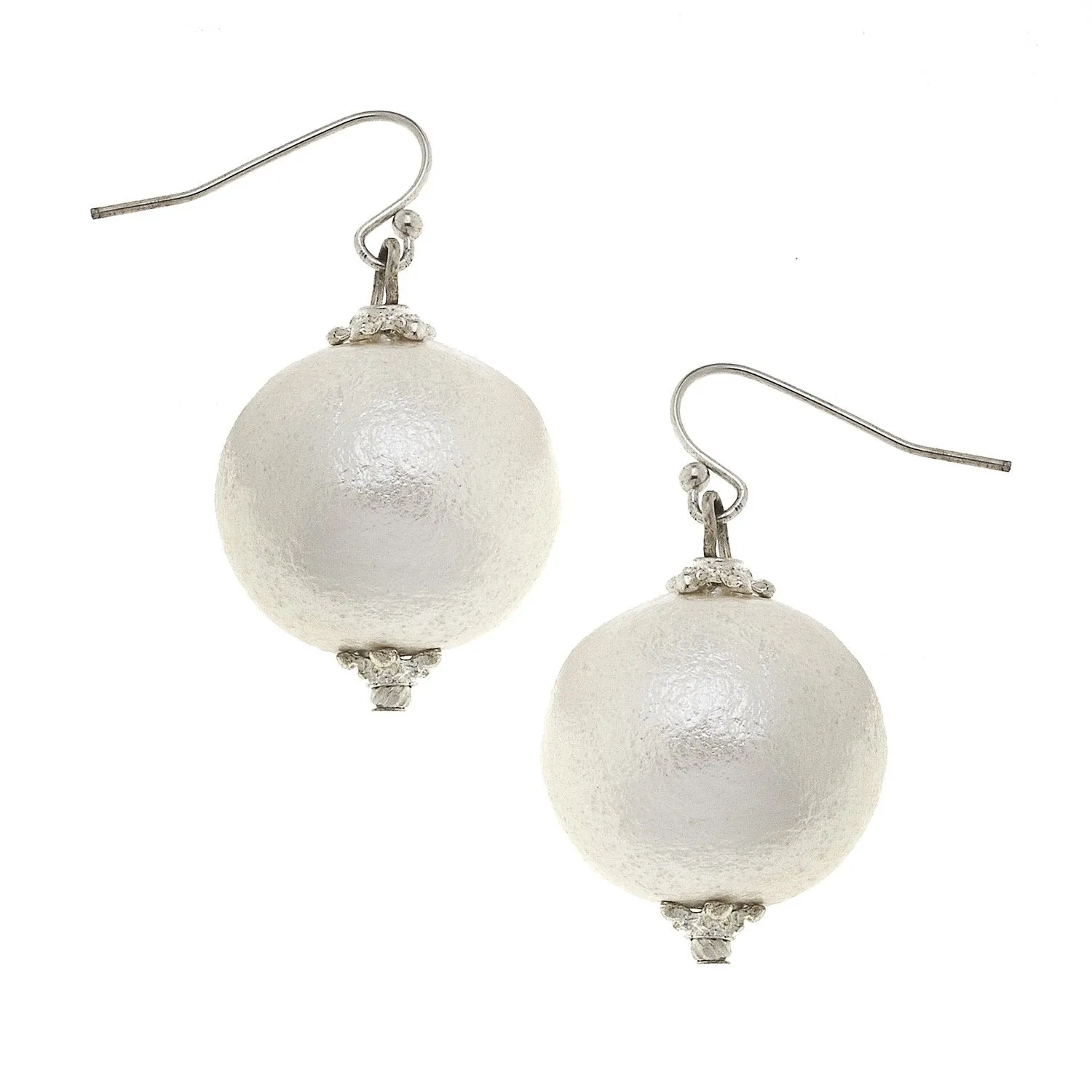 Cotton Pearl Drop Earrings sold by Susan Shaw product image thumbnail 3