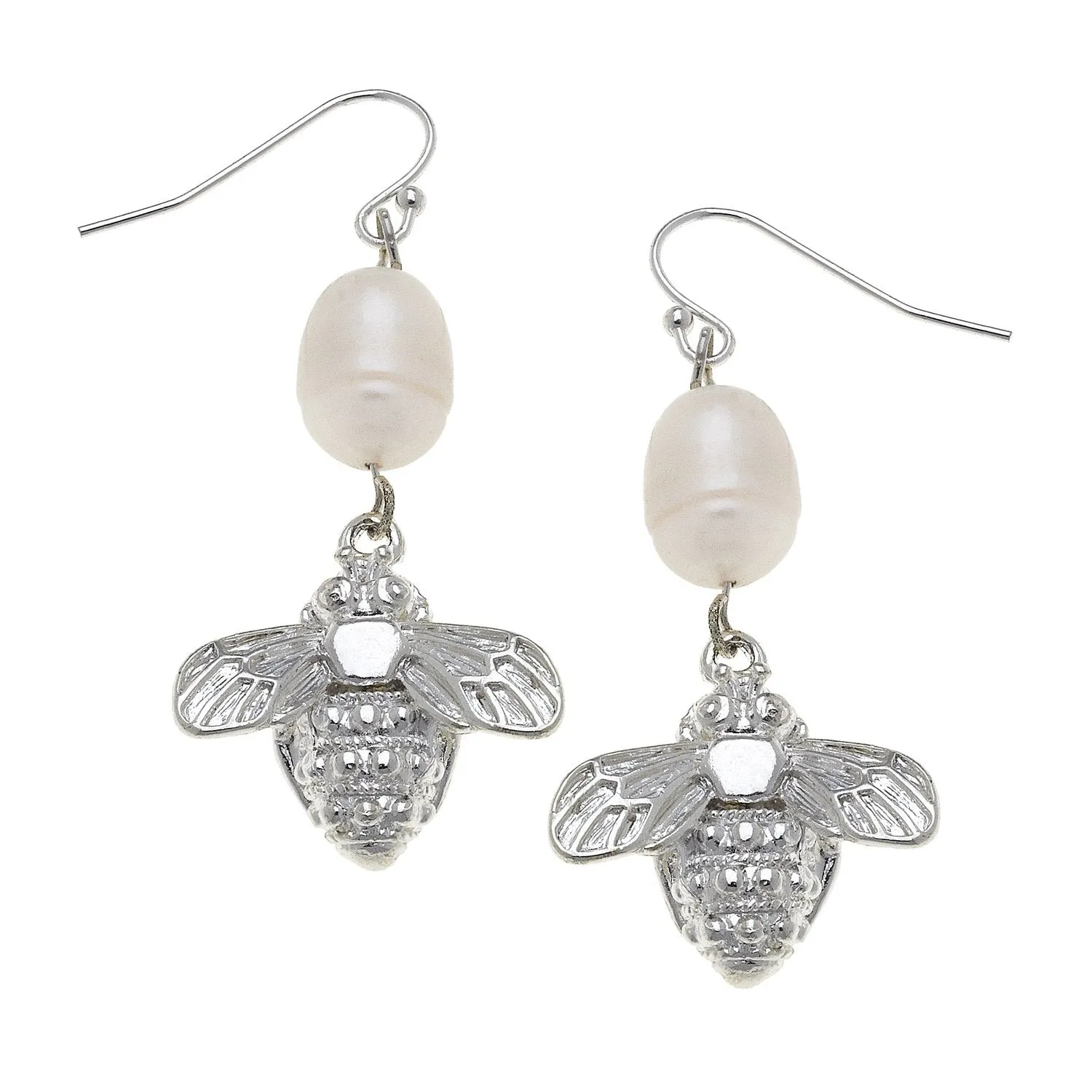 Bee + Pearl Wire Drop Earrings sold by Susan Shaw product image thumbnail 3