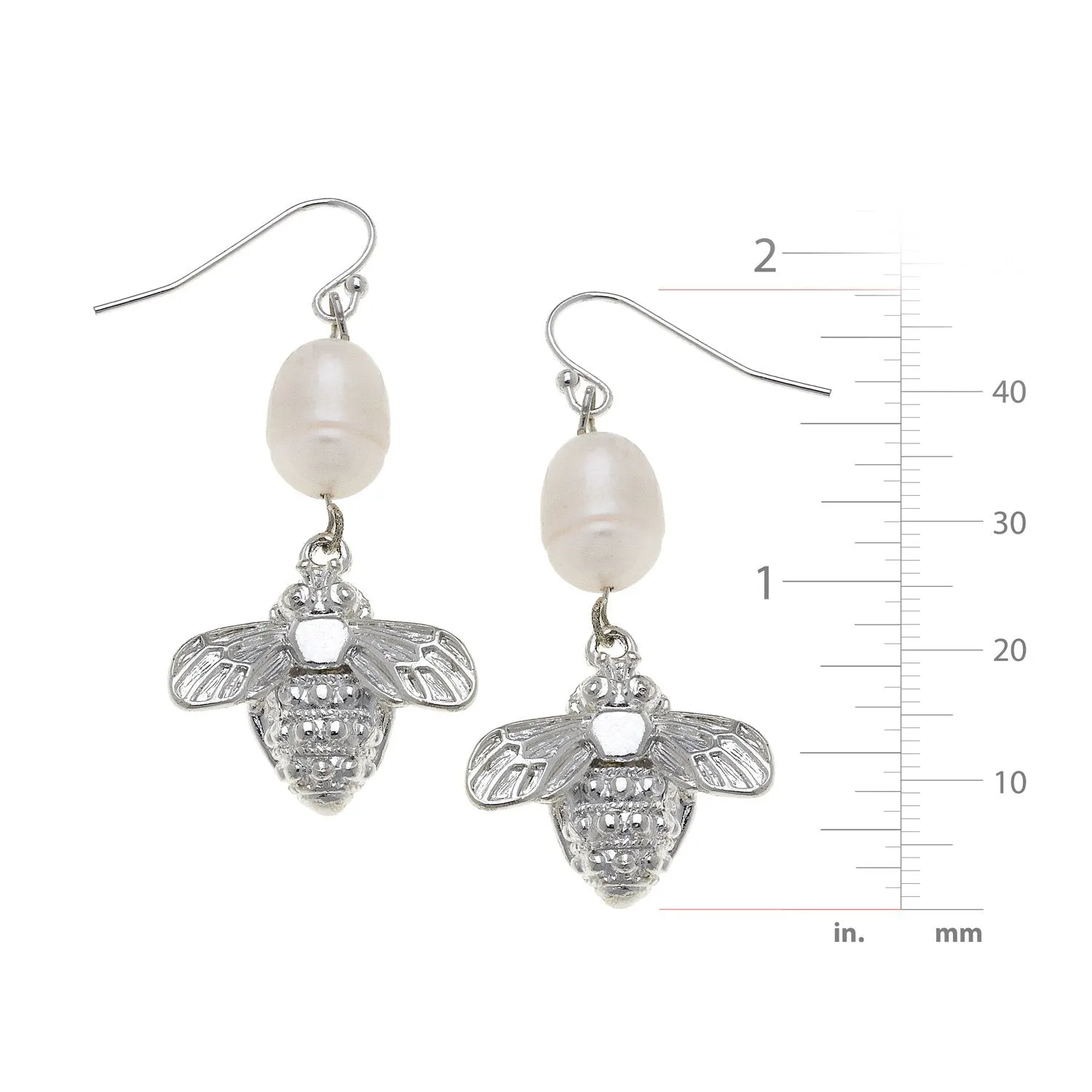 Bee + Pearl Wire Drop Earrings sold by Susan Shaw product image thumbnail 4