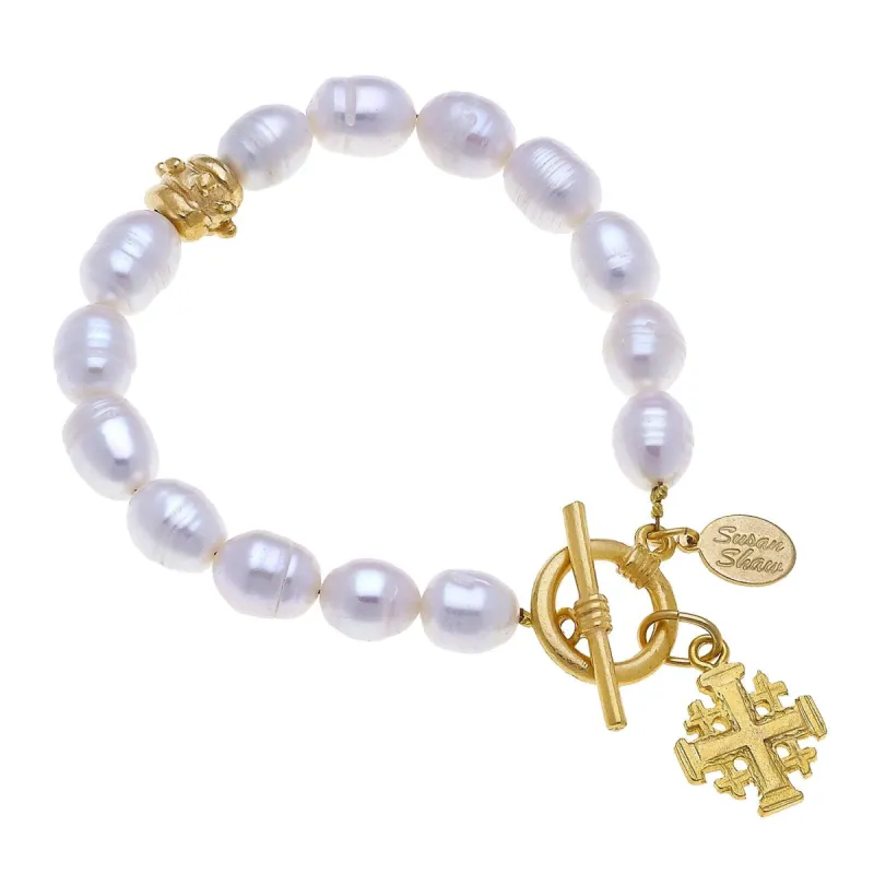 Jerusalem Cross Pearl Bracelet sold by Susan Shaw