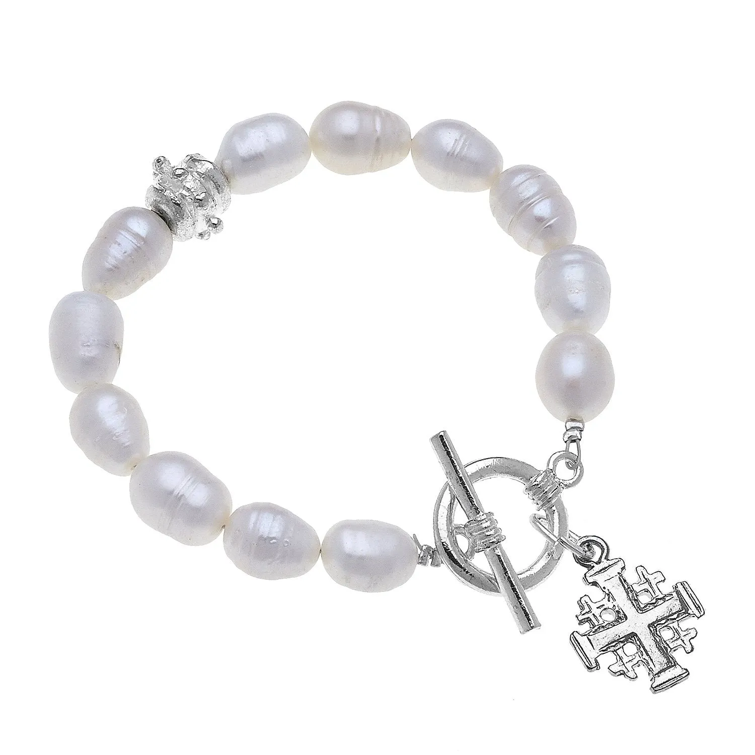 Jerusalem Cross Pearl Bracelet sold by Susan Shaw product image thumbnail 2