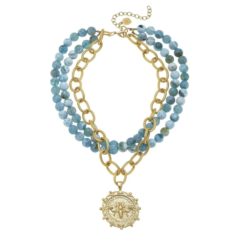 Multi-Strand Agate Bee Necklace sold by Susan Shaw