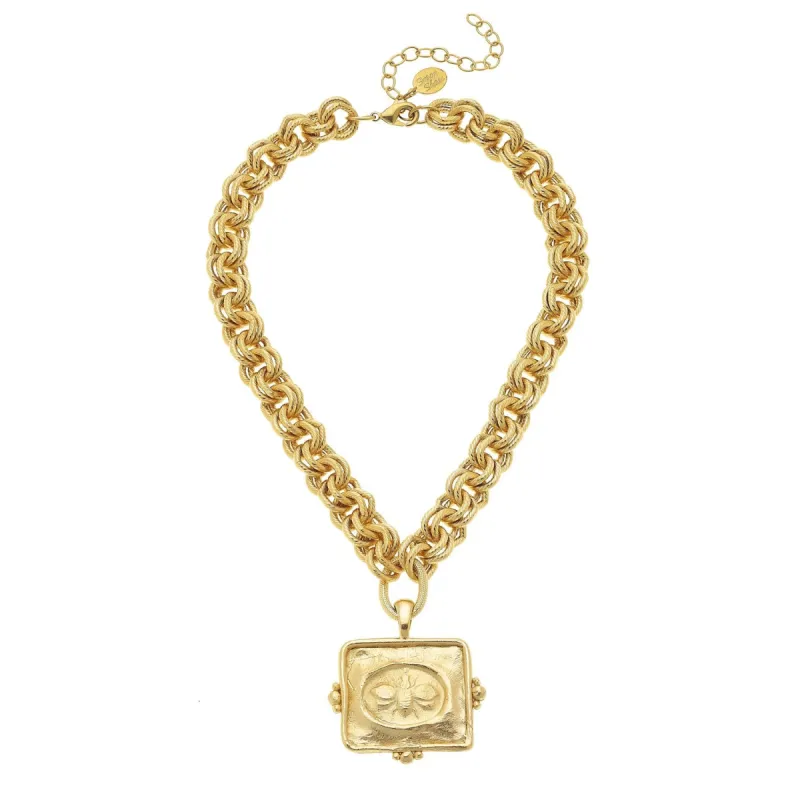 Square Bee Intaglio Necklace sold by Susan Shaw