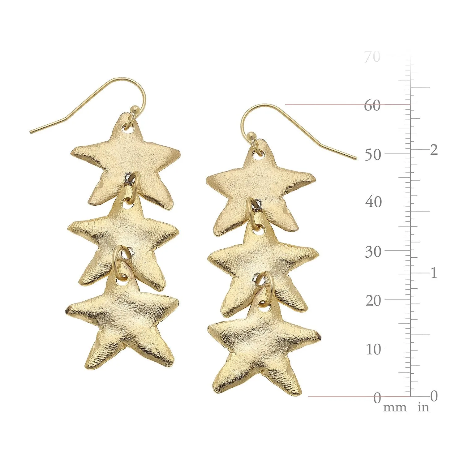 Triple Tier Star Earrings sold by Susan Shaw product image thumbnail 2