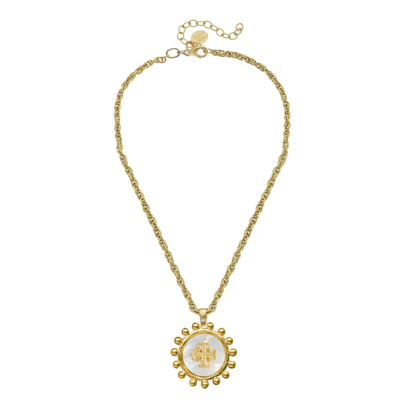 Mother of Pearl Jerusalem Cross Necklace sold by Susan Shaw