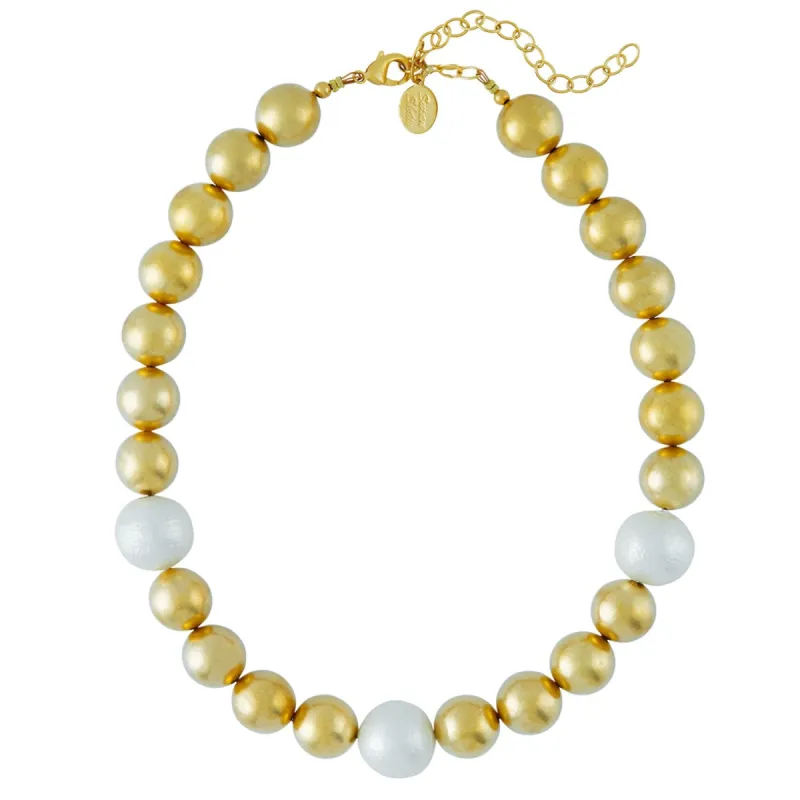 Gold + Cotton Pearl Necklace sold by Susan Shaw