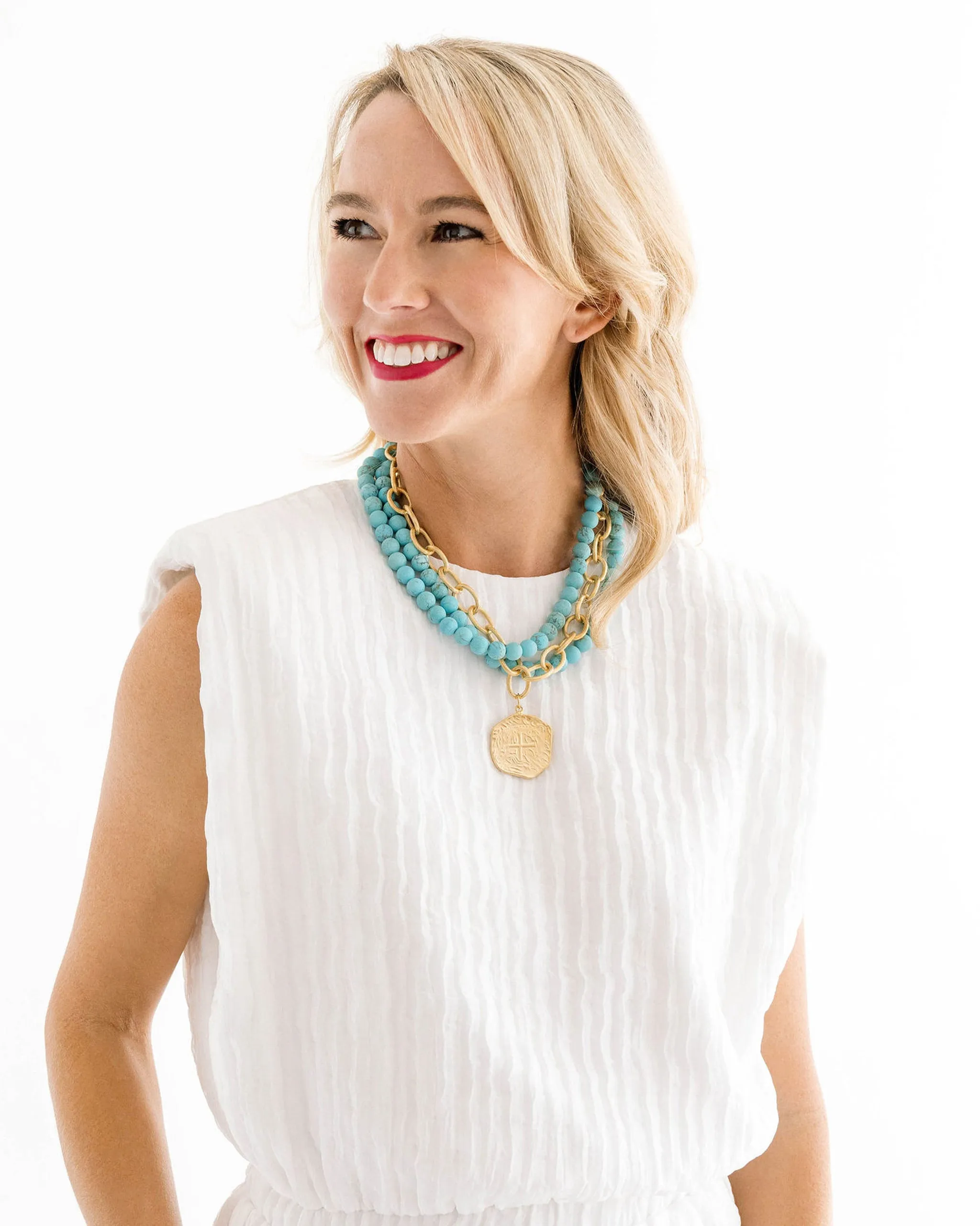 Multi Strand Turquoise + Coin Necklace sold by Susan Shaw product image thumbnail 2