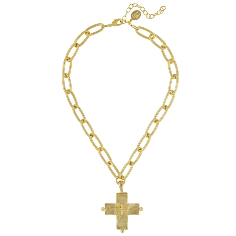 Jerusalem Double Cross Chain Necklace sold by Susan Shaw