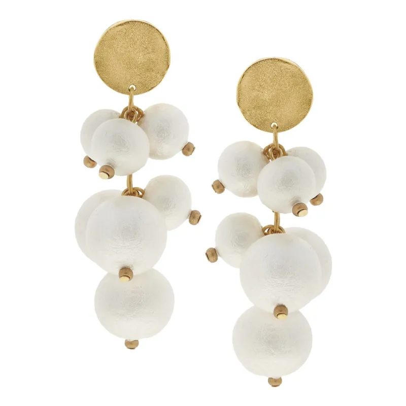Cotton Pearl Cluster Earrings sold by Susan Shaw