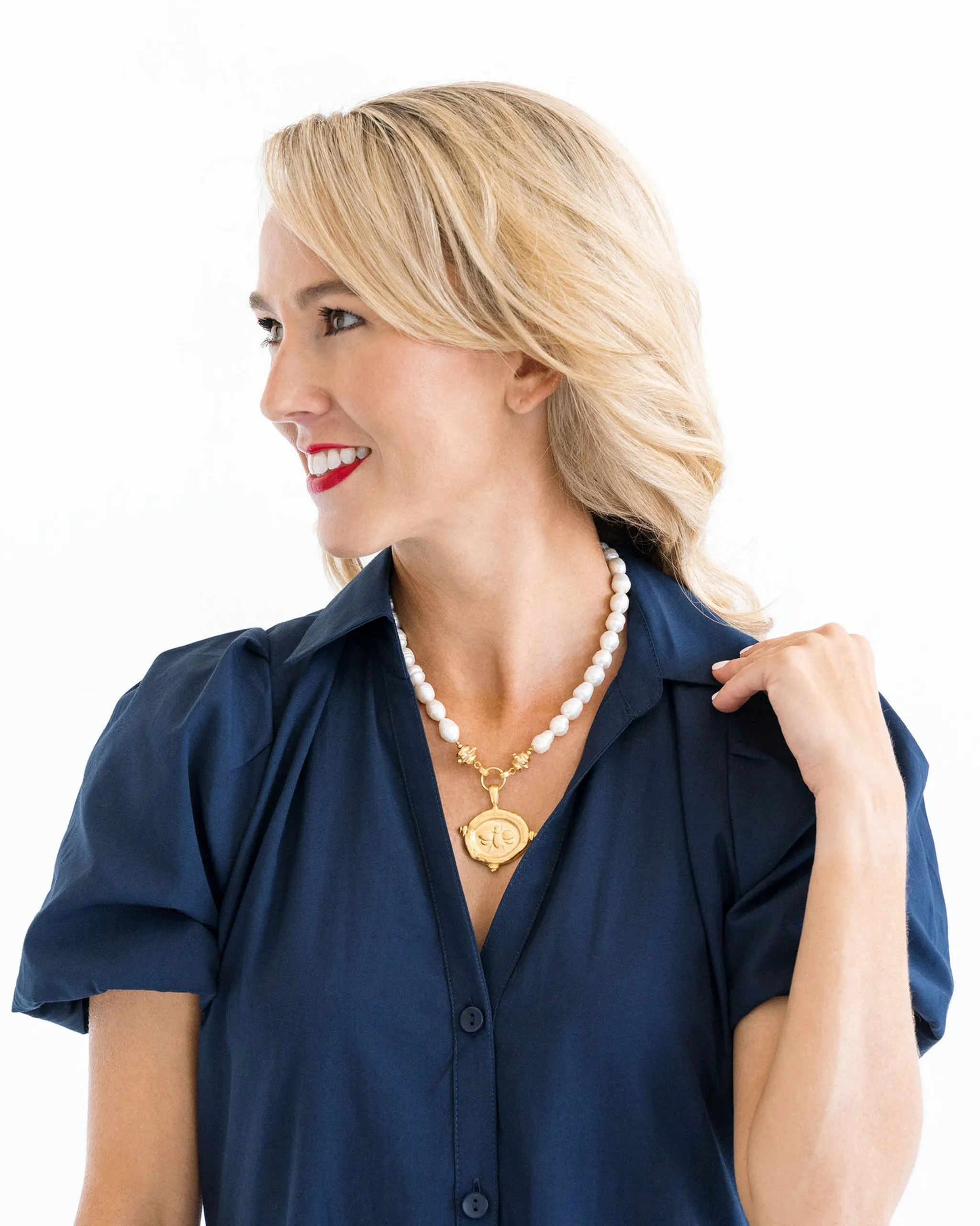 Bee Intaglio Pearl Necklace sold by Susan Shaw product image thumbnail 2