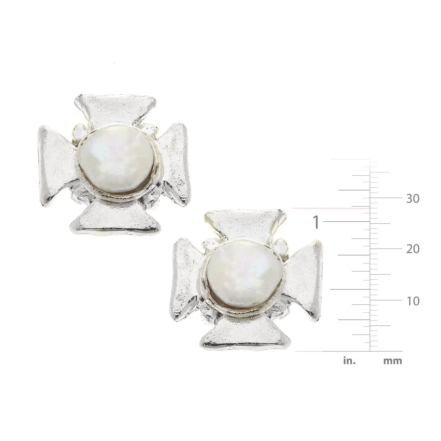 Maltese Cross Pearl Clip Earrings sold by Susan Shaw product image thumbnail 5