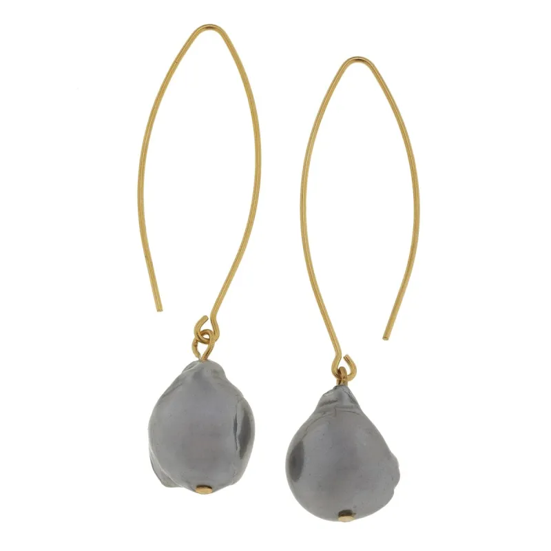 Grey Baroque Pearl Threader Earrings sold by Susan Shaw