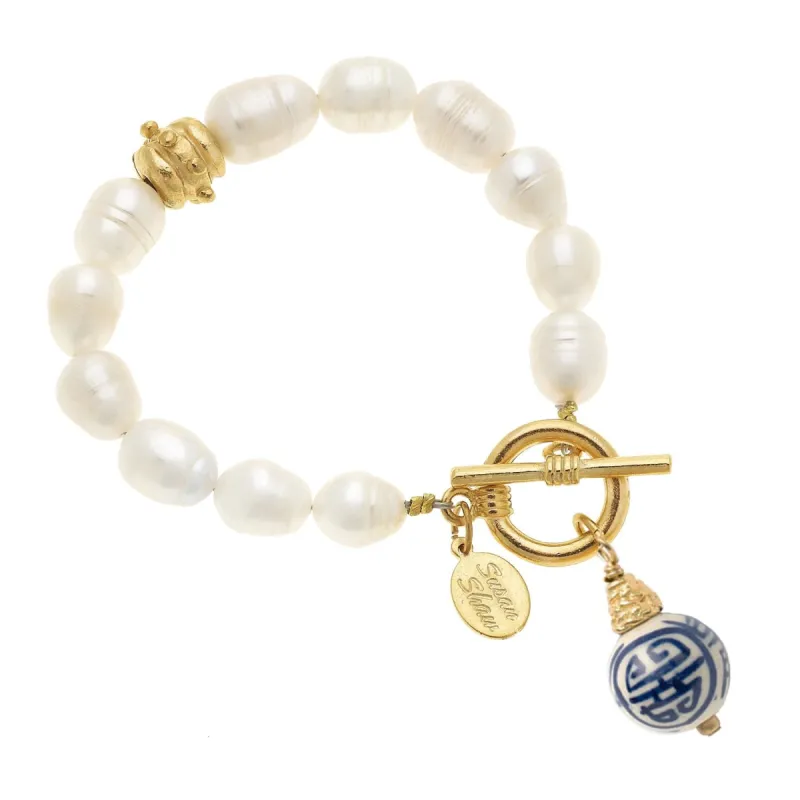 Blue & White Pearl Bracelet sold by Susan Shaw