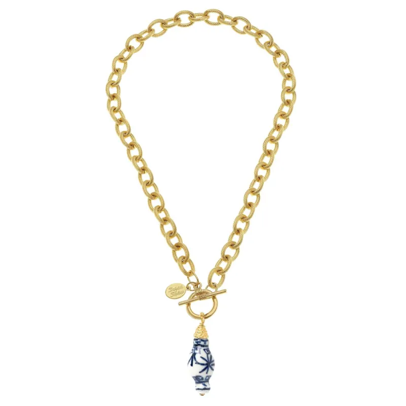 Blue & White Ginger Jar Toggle Necklace sold by Susan Shaw
