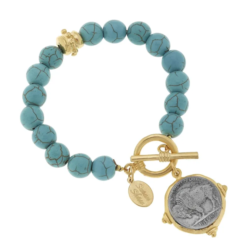 Buffalo Nickel Turquoise Bracelet sold by Susan Shaw