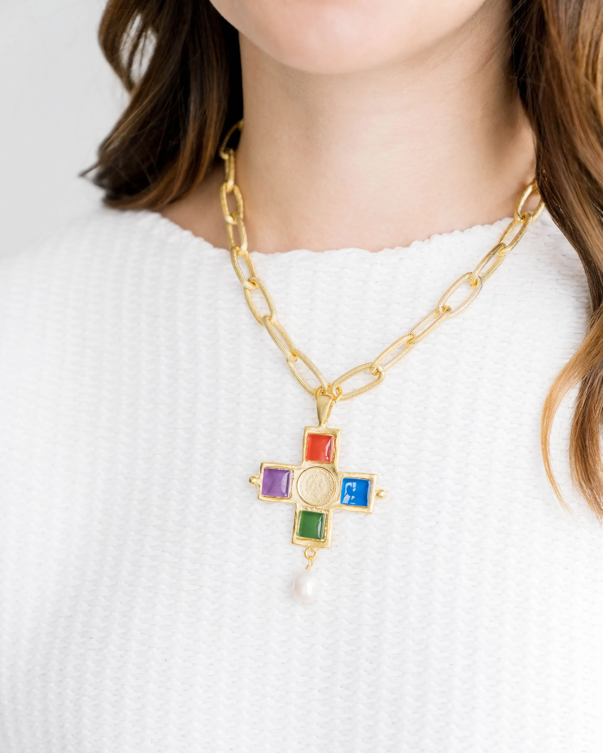 Charlotte Cross Pearl Necklace sold by Susan Shaw product image thumbnail 5