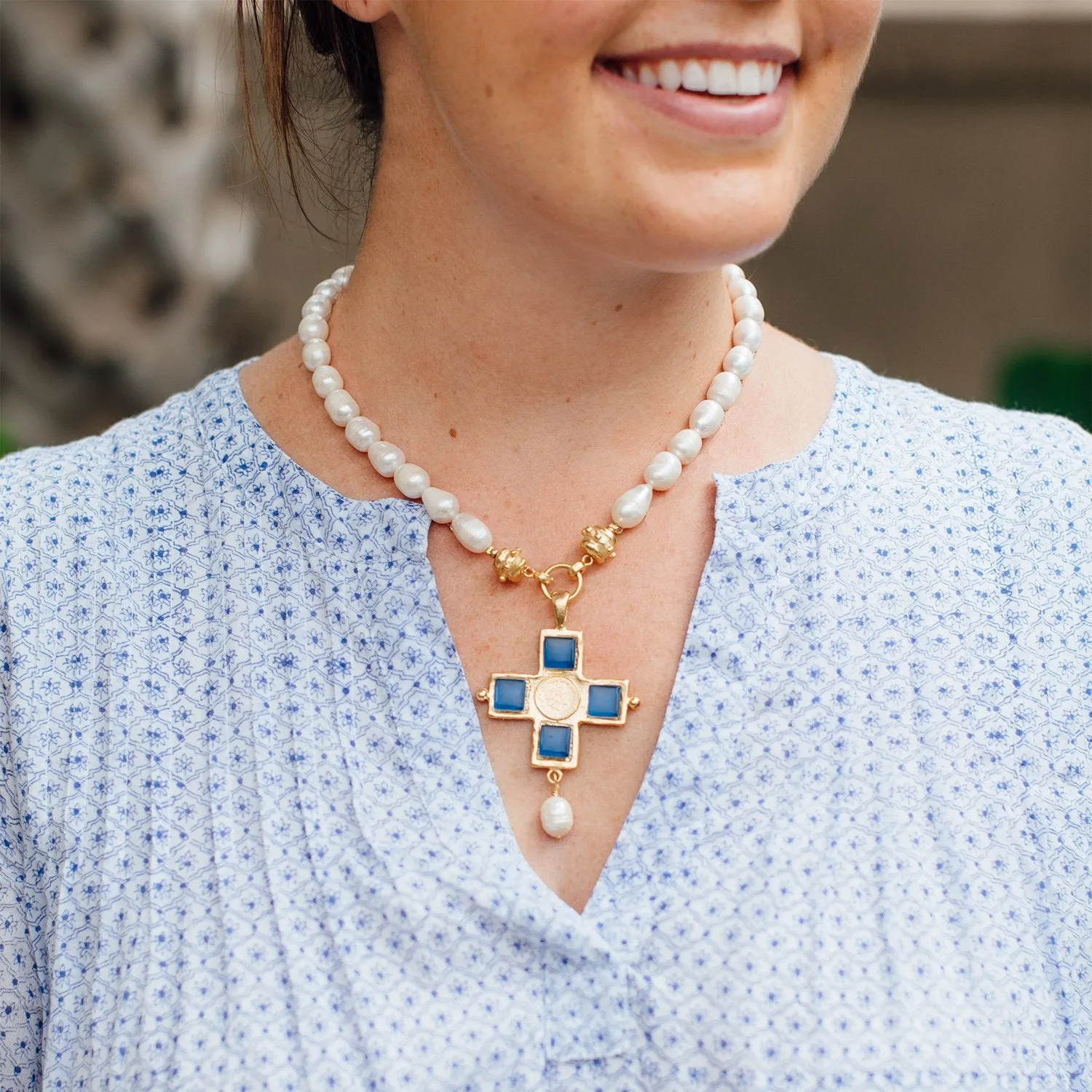 Charlotte Cross Pearl Necklace sold by Susan Shaw product image thumbnail 2