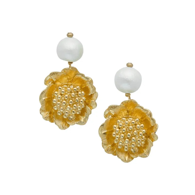 Camellia Pearl Drop Earrings sold by Susan Shaw