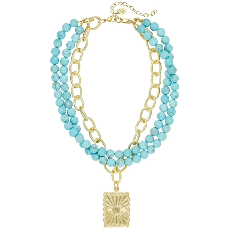 Jane Rectangle Triple Strand Necklace sold by Susan Shaw