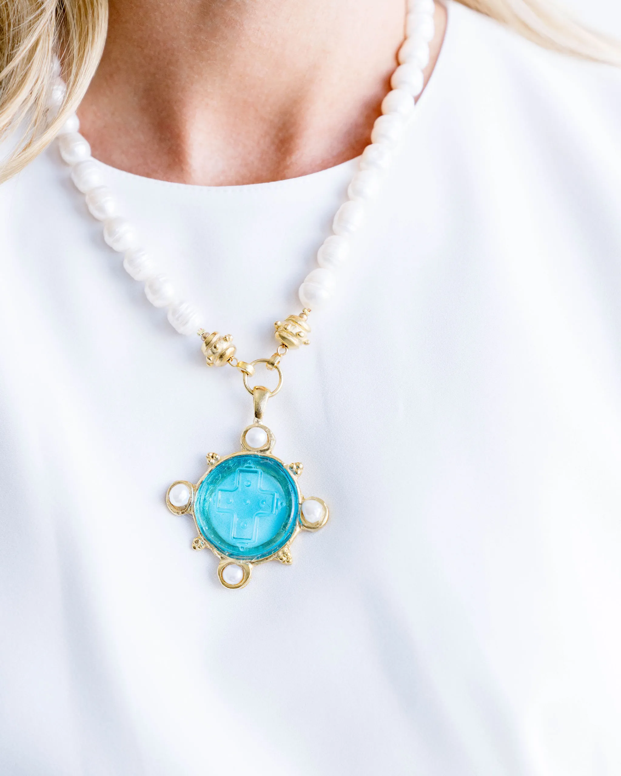 Venetian Glass Marie Cross Necklace sold by Susan Shaw product image thumbnail 5