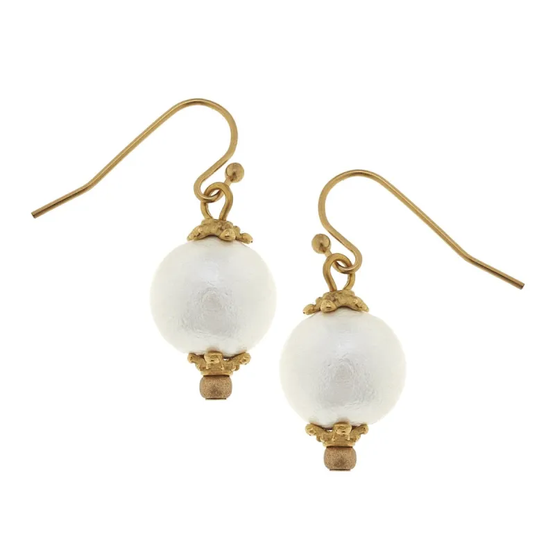 Small Cotton Pearl Earrings sold by Susan Shaw