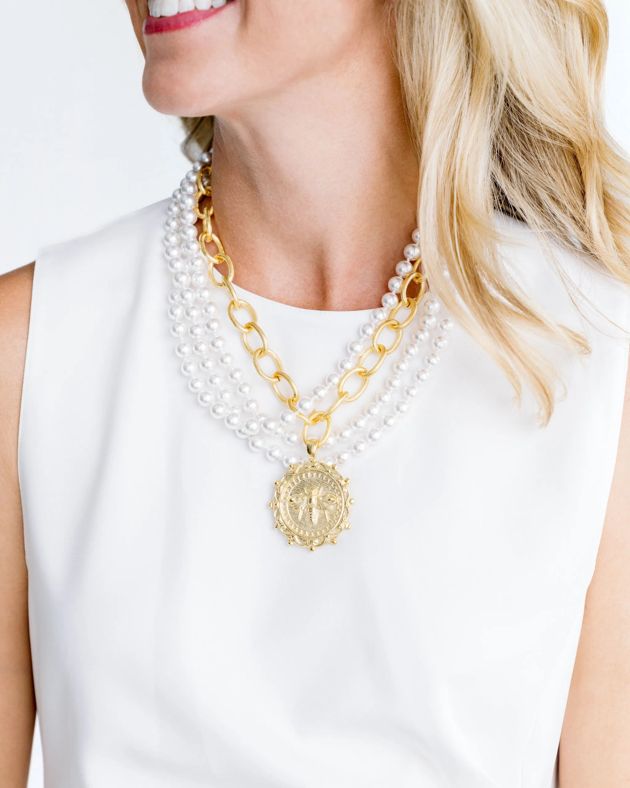 Bee Pendant Multi-Strand Pearl Necklace sold by Susan Shaw product image thumbnail 2