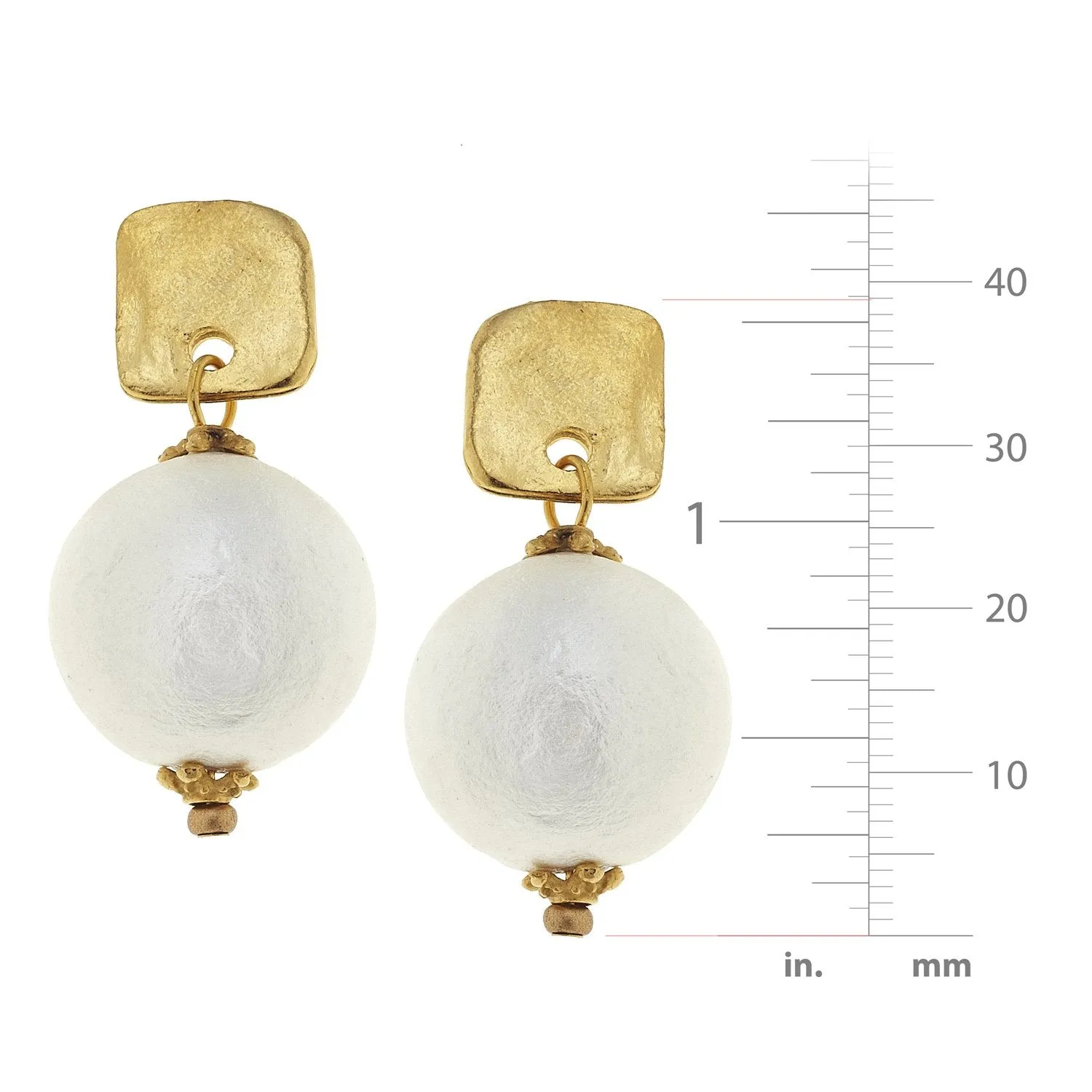 Square Cotton Pearl Drop Earrings sold by Susan Shaw product image thumbnail 4