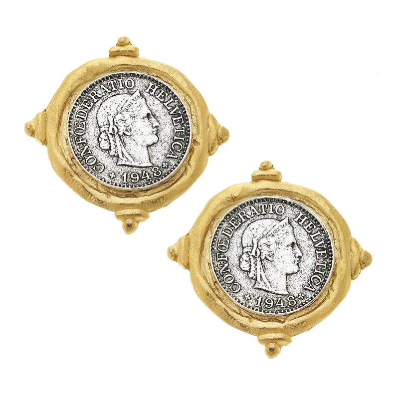 Mixed Metal French Franc Coin Studs sold by Susan Shaw